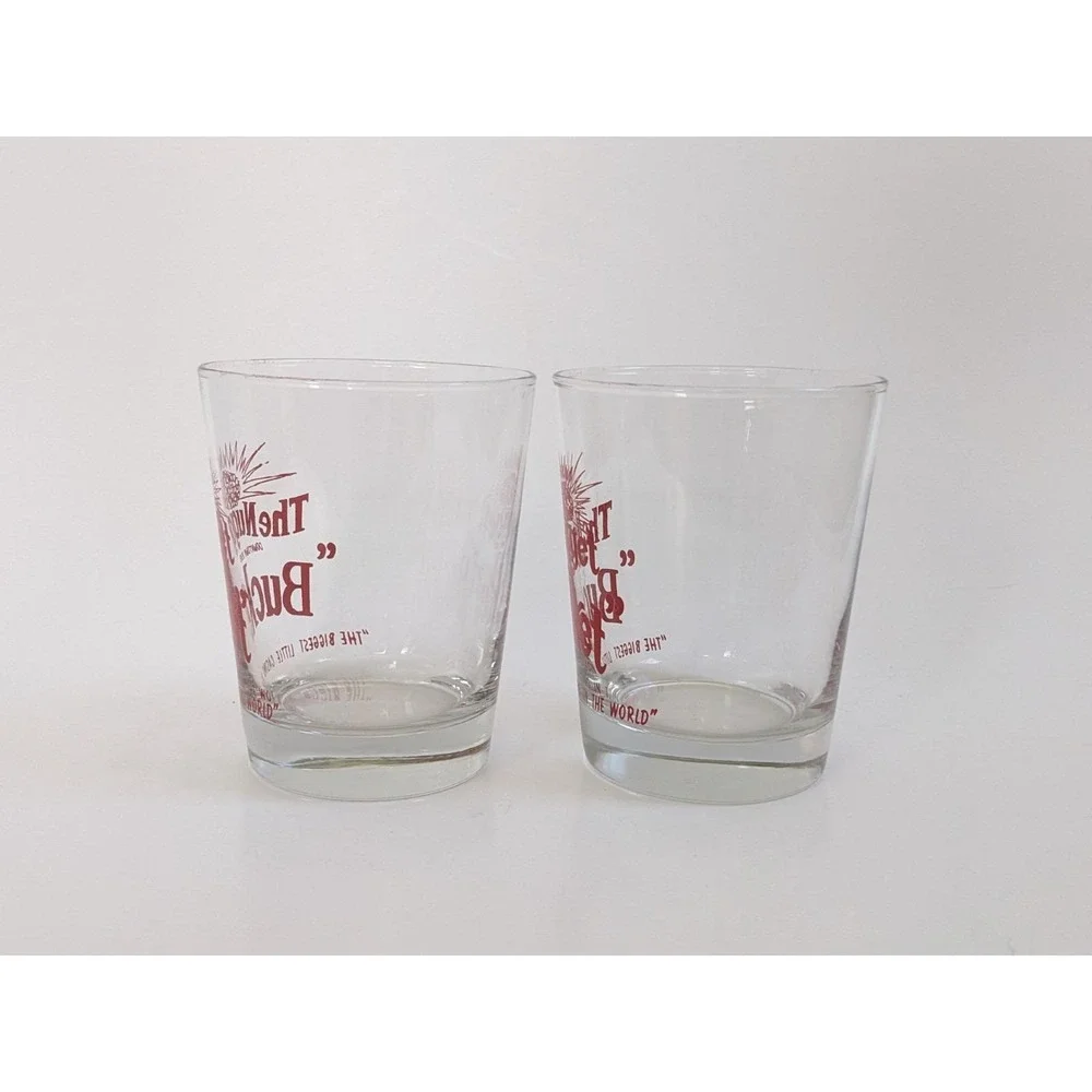 Vintage Reno Nugget Bucket Tumbler Glasses Pair Cocktail Nevada Casino Souvenir